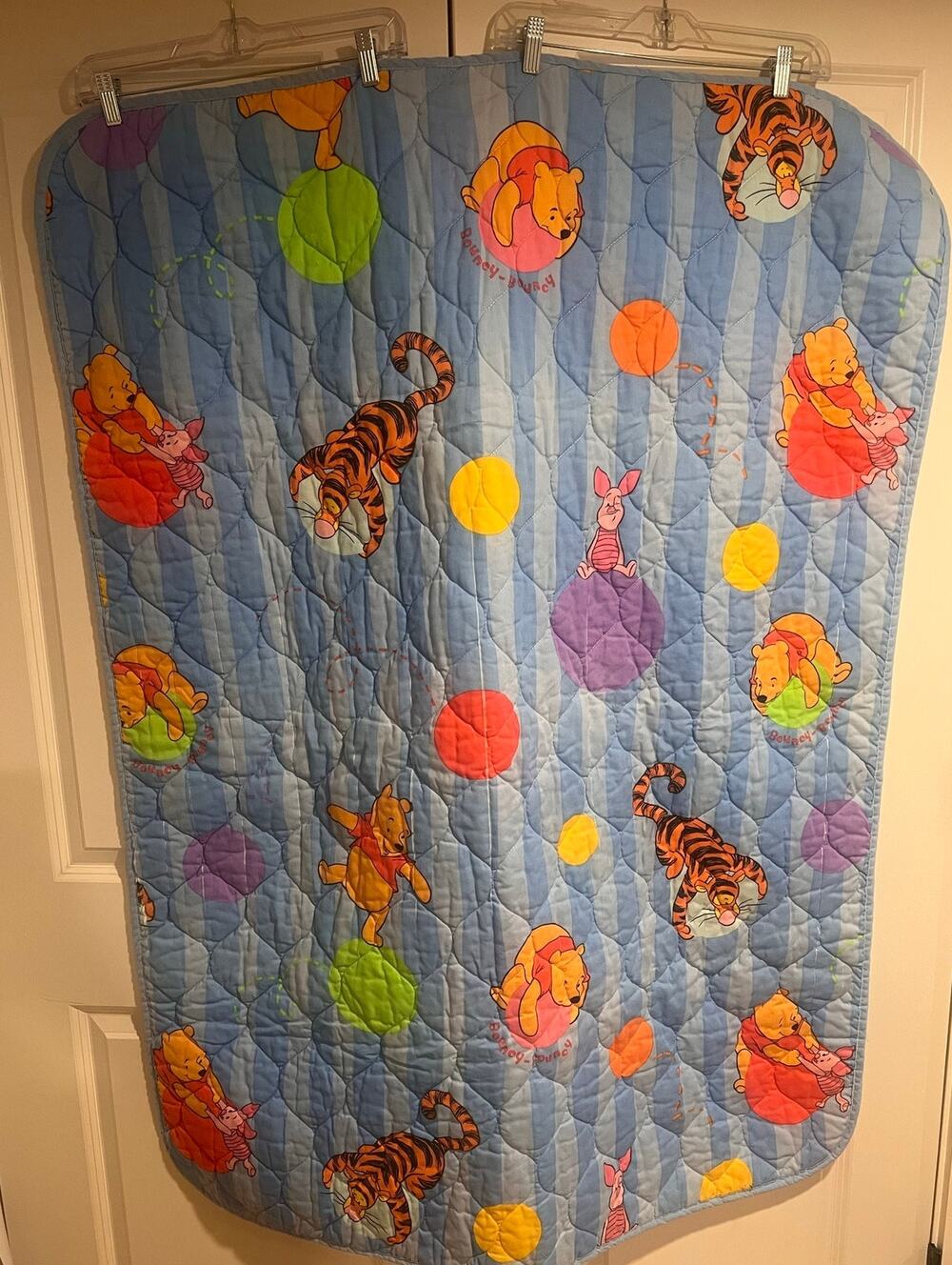 Vintage Winnie the Pooh Crib Comforter Baby Blanket Eeyore Piglet Tigger 90s